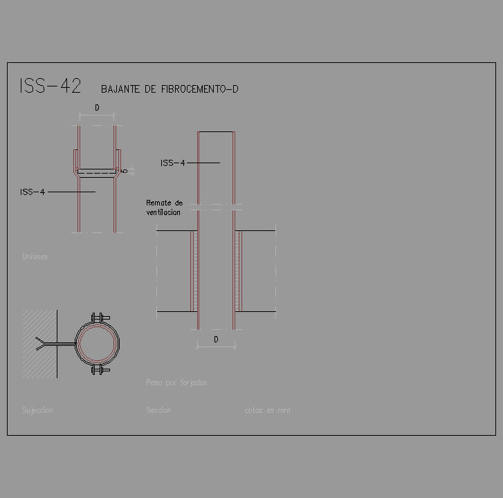 Bloque Autocad Bajante de fibrocemento